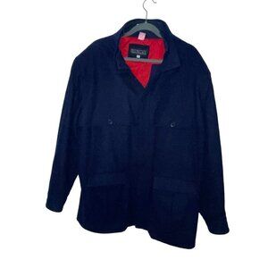 Rick Pallack Mens Field Jacket Size 46 Blue Wool Blend Button Front Closure